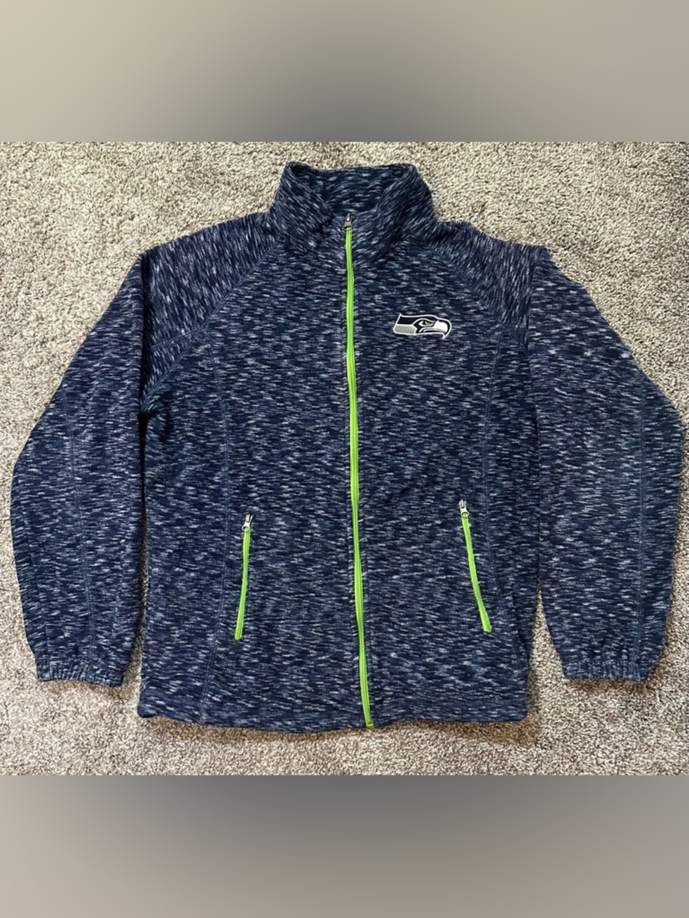 NFL Team Apparel Womens Navy Seattle Seahawks Zip Up Fleece Size Large